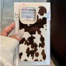 Textura De Couro Capa Capinha Para iPhone 14 16 15 Plus 17 Air 13 12 11 Pro Max Leite De Vaca Não marca dedos