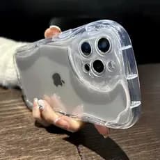 Capa Capinha Para iPhone 15 14 13 16 17 Pro Max Air Plus 11 12 Xr Encaracolado Transparente