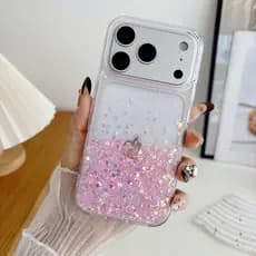 Rosa Glitter Capinha Capa Para IPhone 13 11 12 14 15 16 17 Ar Pro Max Normal Anti-Impacto Silicone Shimmer Caso De Telef
