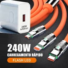 Cabo De Dados 3 Em 1 De Carregamento Rápido 1.2M Micro USB Tipo-C iOS Multi-Porta 240W Adaptador Flash Led Cabos Para Ca