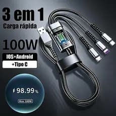Cabo De Material Tecido 100W 3 Em 1 Micro USB Type C IOS Carregador De Carregamento Super Rápido ST61201