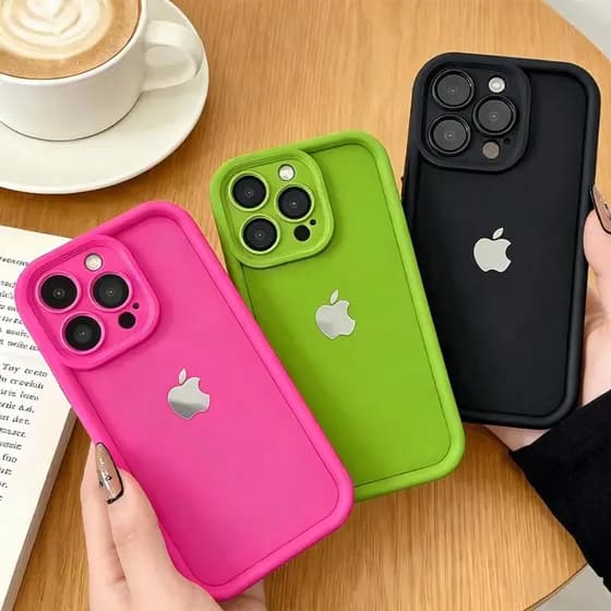 Capa Para iPhone 17 16 15 14 13 12 11 Pro Max Plus Air XR Anti Queda Silicone Logotipo Preto Doces Caso De Telefone ST51
