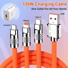 120W De Carregamento Rápido 3 Em 1 Cabo De Dados 1.2M Micro USB Tipo-C iOS Multi-Porta 240W Adaptador De Carregador Flas