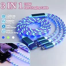 3 Em 1 Cabos De Carregamento De Streamer De Luz Fluida 1.1M Rápido Tipo-C Micro USB IOS LED Cabo De Dados Luminoso ST612