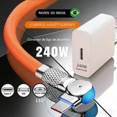 Carregador Super Rápido De 240 W Com 180 ° Cabo De Carregamento De Rotação Para Cabos Giratórios Micro USB iOS Tipo C MK