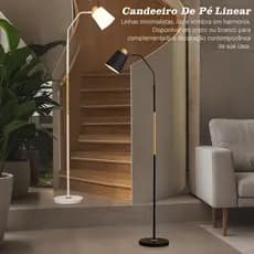 110-220V luminaria de chão LED de metal ajustável disponíveis para sala de estar quarto estudo e escritório-Preto/Branco