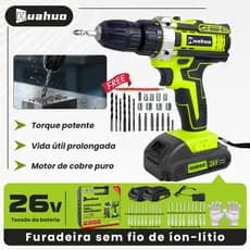 (110V-220V) 26V Parafusadeira Furadeira Sem Fio Com Completo Acessórios Embalagem da mala de mão