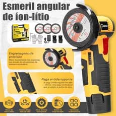 🔥produto mais vendido🔥Esmerilhadeira Lixadeira Angular Recarregável Portátil 75mm 12v S/fio Serra Mármore de 2 Baterias