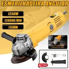 Lixadeira Esmerilhadeira Angular 1250W profissional com acessórios 115mm 4" 12000rpm