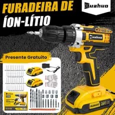 Parafusadeira A Bateria Furadeira Parafusadeira 26 2 Baterias Conjunto de acessórios de 24 peças gratuito