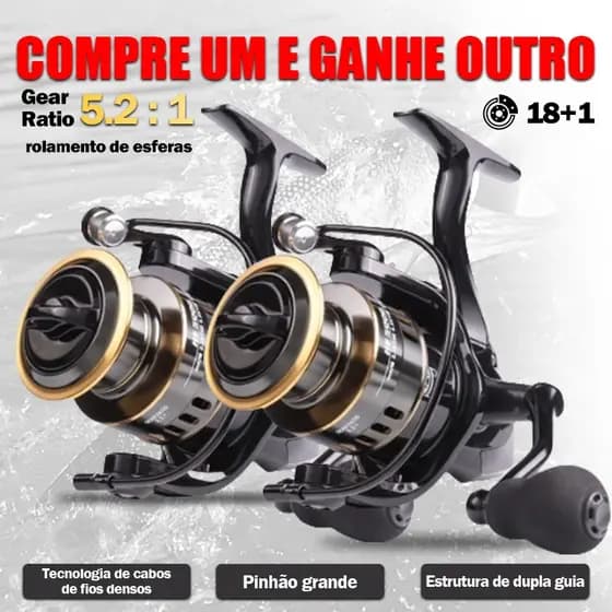 【Compre um, ganhe outro】Carretel De Pesca Profissional 90kg 18 + 1 5.2 : 1 HD1000-7000 Resistência 10 kg