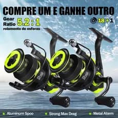 【Compre um, ganhe outro】Carretel De Pesca 90Kg 5.2 : 1 Giratório 1000/7000 Com Cabo EVA Escuro fruta verde.