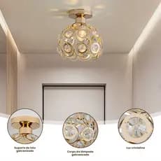 Luminária De Teto Cristal Simplicidade Moderna Corredor Sala De Estar Varanda【Base da Lâmpada + Abajur】