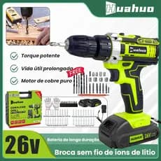 Parafusadeira Parafusadeira 26V 2 Baterias Parafusadeira A Bateria Furadeira  Gratuito Acessórios Para Ferramentas
