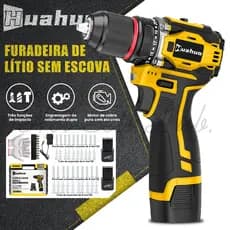 NOVO - Furadeira Parafusadeira 21V Baterias Sem Fio Impacto Com Maleta Completo Broca Bits Caixa de papelão
