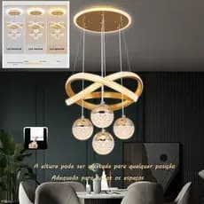 Lustre Nórdico 3 em 1Iluminação para Sala Cozinha e Jantar 3 Cores de Luz Design Escandinavo Moderno