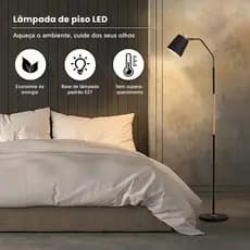 Luminária de Chão Alta com Base Metálica E27 – Abajur de Piso Moderno para Sala, Quarto e Escritório