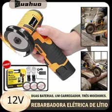 Esmerilhadeira Lixadeira Sem Fio Portátil Serra Mármore 2 Bateria 12.6V 28000 rpm