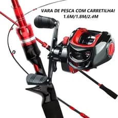 Conjunto De 2 Peças Inclui Vara De Pesca De Fundição Longa De 1,6/1,8/2,1 M E Carretel metal 7,2 : 1