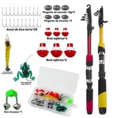 Kit Pesca Esportiva Completo com Vara Telescópica e Estojo Organizador e Acessorios!!