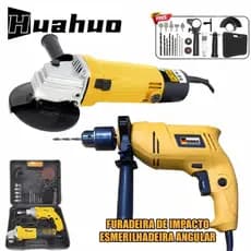 Kit Furadeira Parafusadeira 1000w + Esmerilhadeira 850w 25pçs Com Maleta e Acessórios~