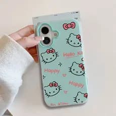 Cura Hello Kitty Caso De Telefone Para iPhone 17 17ar 16 15 Pro Max 14 Plus 11 12 13 iPhoneX Xs XR 11Pro 11Pro