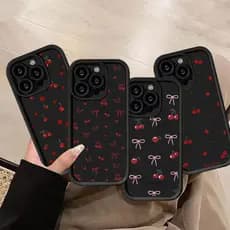 Capa De Telefone Com Flores Estampadas Cereja Para Samsung S24 Plus S24Ultra S23 FE S20 S22Ultra S21 A17 A07 A55 A15 M34
