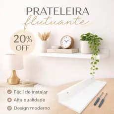 Prateleira MDF Premium Alta Resistência Moderna | Ideal para Sala Quarto Escritório Cozinha 60cx20cm