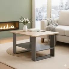 Mesa de Centro Amadeirada com Pés Cinza – Edição Especial 68×45×45 | Estilo e Sofisticação