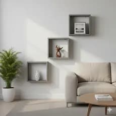 Kit 3 Nichos Prateleira MDF Cinza Quarto Sala Escritório Bebê Infantil
