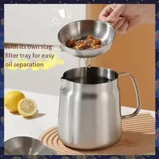 (Pwxs) Filtro De Óleo De Aço Inoxidável Pote De Lixo De 2.0L Com Rede De Drenagem Para Tanque De Cozinha Cesta Alimentos