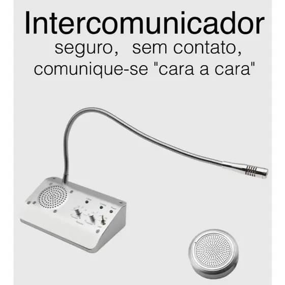 Intercomunicador de Vidro Janela Dupla Voz Atendimento Bancos Lojas Hospitais Segurança