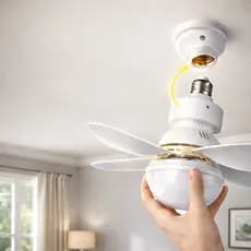 Lâmpada + Ventilador De Teto Silencioso Com Controle Remoto E27 60w 6 Hélices Luz Branca Para Bocal