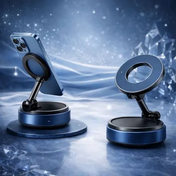 Suporte Magnético Dobrável e Rotativo 360° Fixação Potente Com Ventosa A Vacuo Para Celular Carro