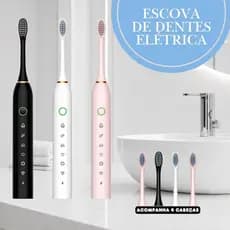 Escova de Dente Elétrica Recarregável com 7 Modos + 4 Refis de Cabeça à Prova d’Água Impermeável Usb