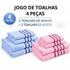 Jogo Toalha Banho 100% Algodão Kit 2/4 Peças Grossa Felpuda Macia Alta Absorção Toalha Premium Hotel