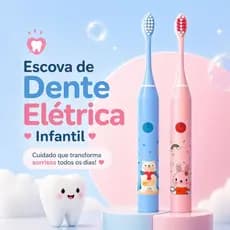 Escova Elétrica Infantil USB + 4 Cabeças Remove Placa Cerdas Macias Recarregável IPX7 Sônica Bucal