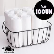 Kit 100 Panos De Prato Branco Liso 100% Algodão Pé Galinha Alta Absorção Costura Reforçada  Cozinha