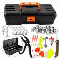 Kit de Pesca Maleta com Acessórios Essenciais Iscas Anzol Boia Pesca Profissional Pesca Rio Lago Portátil Kit de Pesca