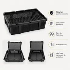 Caixa Transporte de Animais Plástica Com Tampa Ventilada 40x58x13,5cm