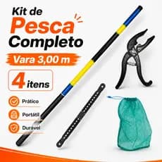 Kit Pesca completo Vara Telescópica 3,00m com Alicate Pega Peixe Viveiro sacola sambura Nylon e enrolador de linha