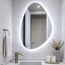 Espelho Orgânico com Led Quente Ou Frio Design Moderno Curvado para Banheiro Quarto Envio Imediato