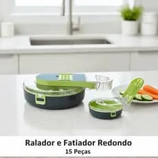 Ralador Fatiador de Vegetais Mandoline Redondo Multifuncional 15 Peças