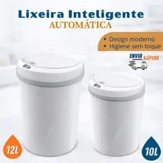 Lixeira Inteligente Automática Sensor Sem Toque 12L 10 Abre Fácil Lixo Banheiro Cozinha Escritório