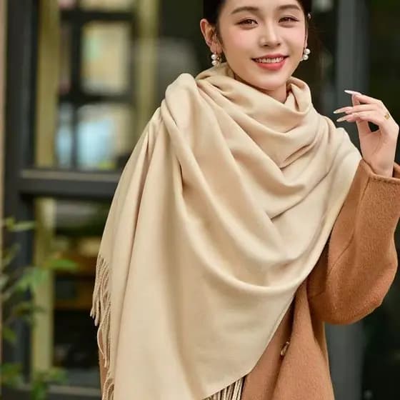 Cachecol  feminino imitação de cashmere，inverno fino 150g-200g com franjas