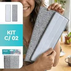 Kit 2 Refil Mop Spray Flat Microfibra Lavavel Reutilizavel Piso Frio Sintético Madeira