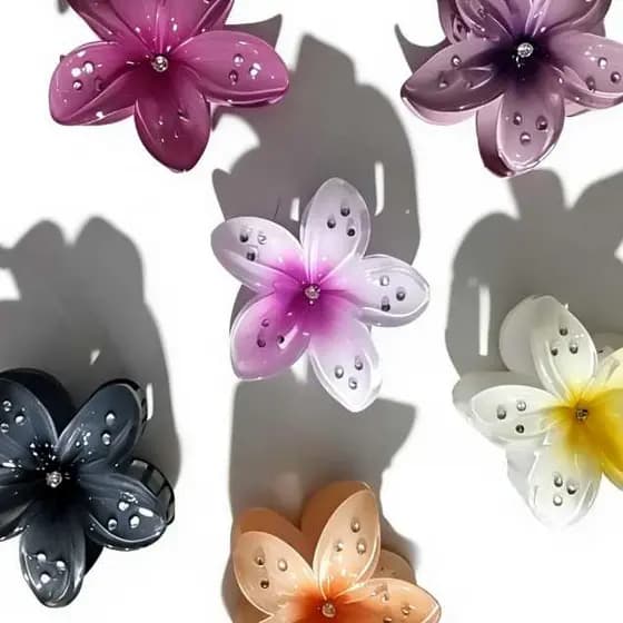 Presilha Garra Flor com Strass Brilhante – Piranha de Cabelo Feminina Luxuosa