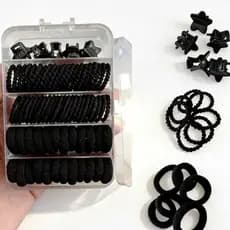 Kit 210 Rabicós Pretos Tipo Fadinha – Xuxinhas Elásticas Resistentes | Não Puxam e Não Quebram o Cabelo