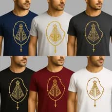 Camiseta Nossa Senhora Aparecida Terço Cristã Fé Católica Santa Santinha Padroeira do Brasil