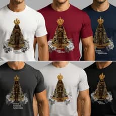 Camiseta Nossa Senhora Aparecida Cristã Católica Unissex Blusa Religiosa Estampa de Fé